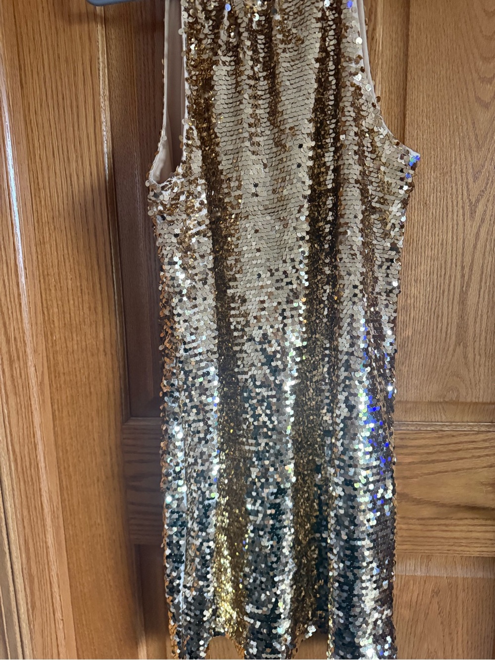 Andrew Charles Gold Sequin One-Shoulder Dress